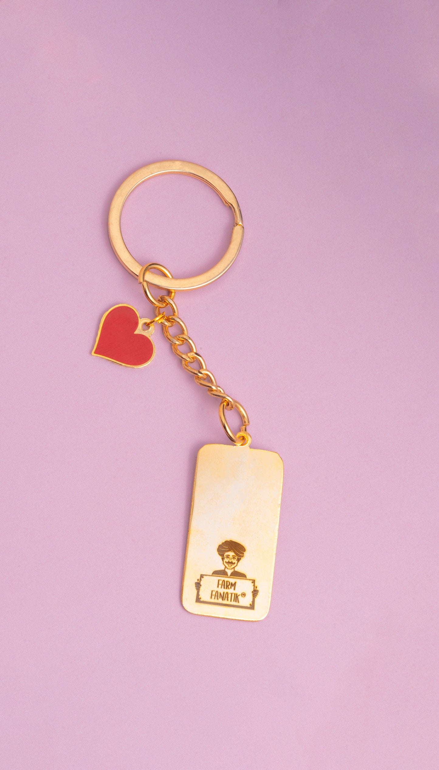 'I Love Farmers' Keychain (with Heart Pendant) -Back- Organic Shop by Pure & Eco India