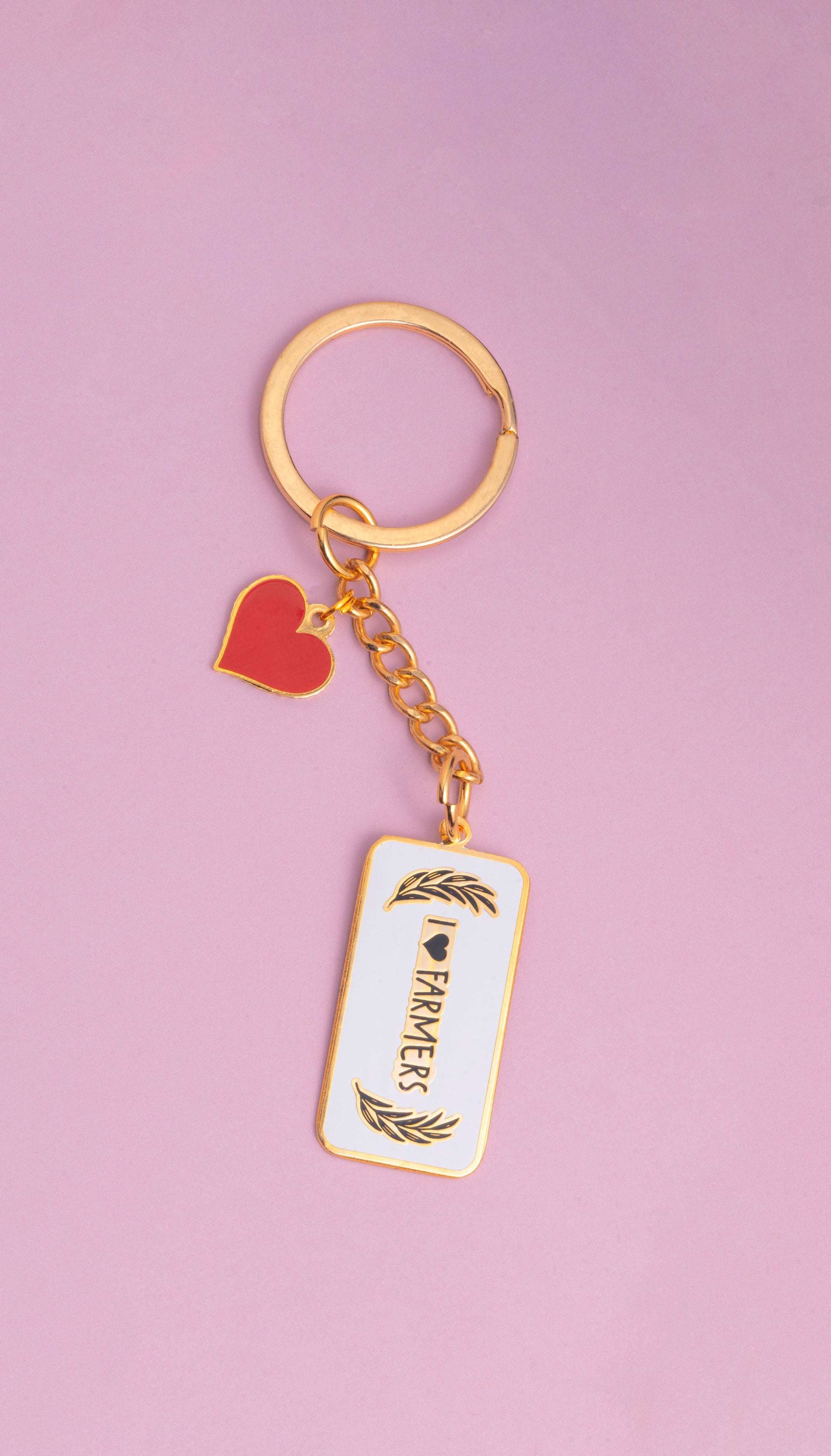 'I Love Farmers' Keychain (with Heart Pendant) - Organic Shop by Pure & Eco India