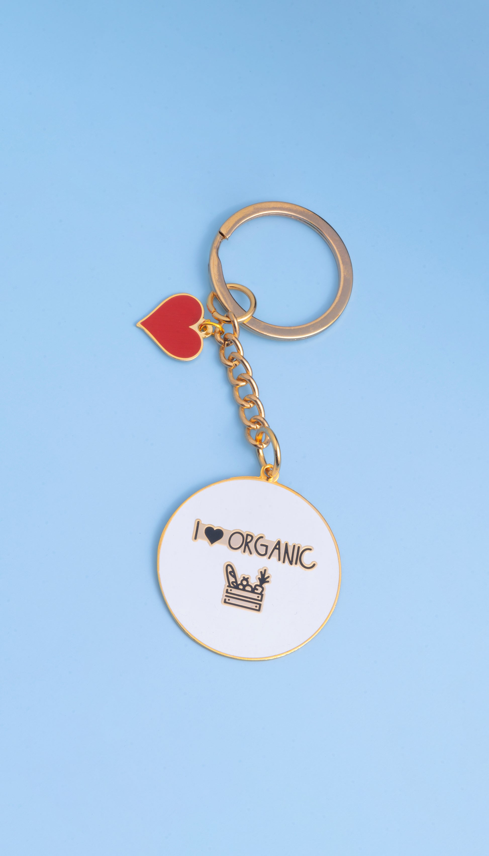 'I Love Organic' Keychain (with Heart Pendant) - Organic Shop by Pure & Eco India
