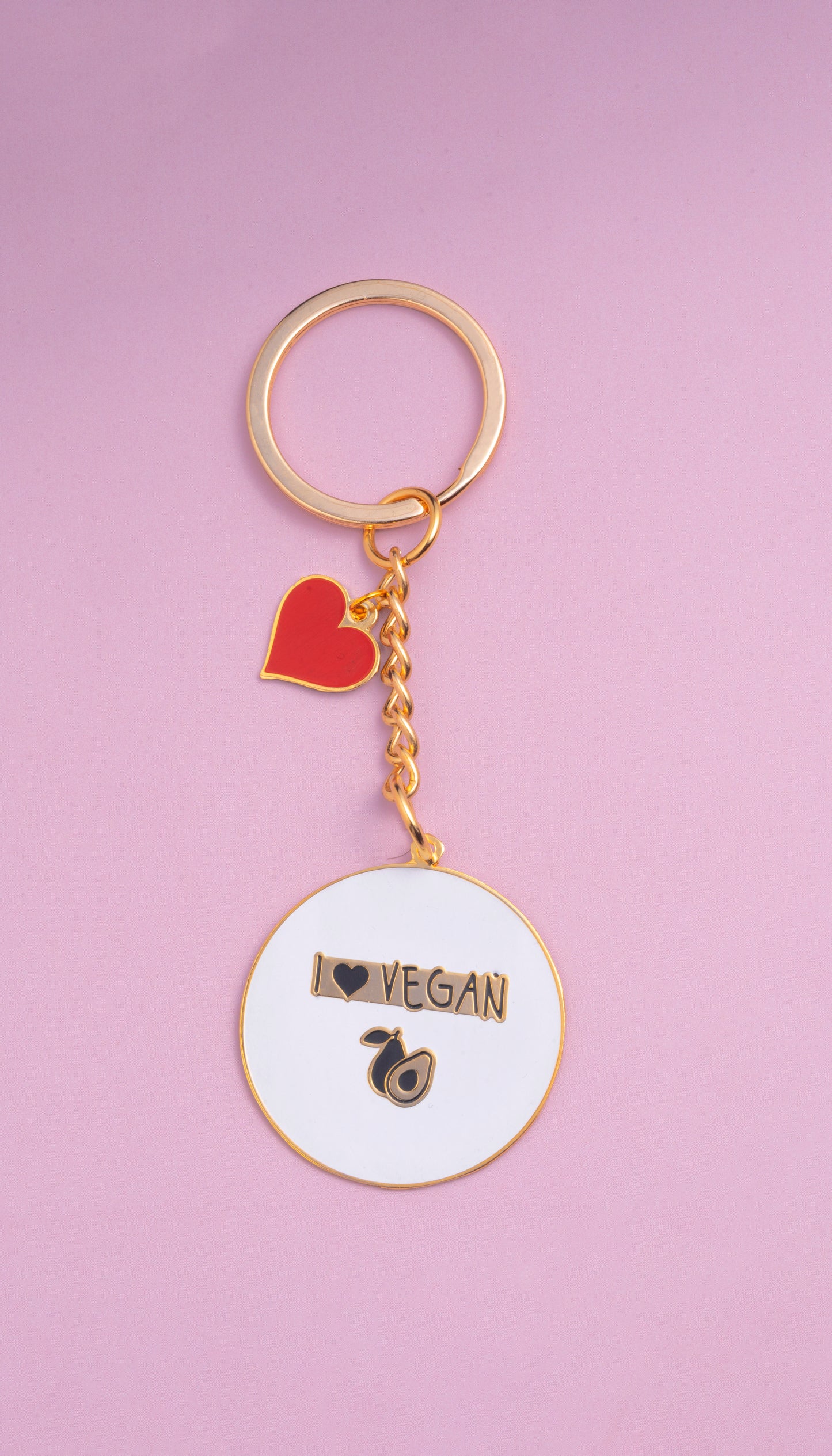'I Love Vegan' Keychain (with Heart Pendant) - Organic Shop by Pure & Eco India